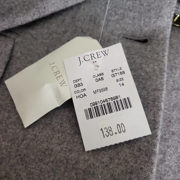 J. Crew Heather Gray Flannel Wool Blend Schoolboy Blazer Jacket Size 14 NWT - Picture 8 of 9